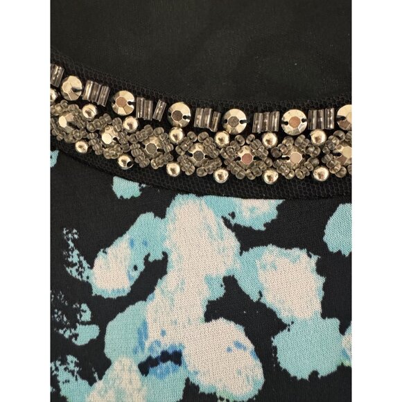 JM Blue Green Abstract Print Beaded Scoop Neck Dress Size 3X 22 24 Plus Size New - Picture 4 of 7